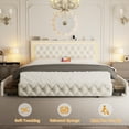 thumbnail image 5 of Queen Bed Frame with 4 Storage Drawers, Upholstered Platform Bed Frame with Type-C & USB Ports, Adjustable Button Tufted Headboard, Mattress Foundation with Slats Support, No Box Spring Needed, Beige, 5 of 11