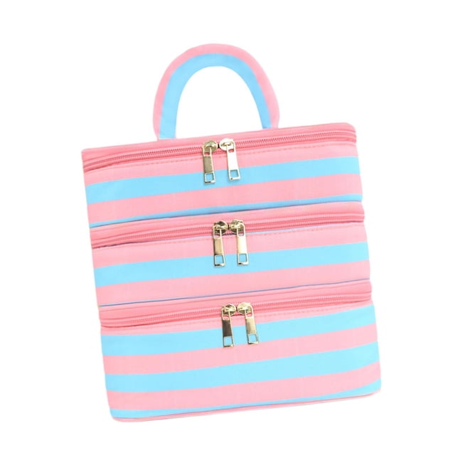 Neceser de viaje Estuche de transporte para sets de manicura Set de brochas Acondicionador Azul Rosa