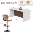 thumbnail image 5 of Hawsaiy 7-Piece Dining Table Set for 6, 67" LED Marble Dining Table Set with 6 Adjustable Swivel Bar Stools, Dining Set for Kitchen Island (White+Brown), 5 of 9