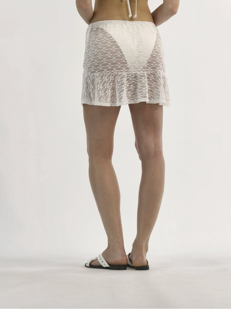 ◆VINAJ◆ Lace Uneven Skirt Cover Up White No Boundaries Lace Coverup Skirt, Women's - Walmart.com