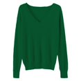 thumbnail image 4 of IMENGL Women's spring solid short lace v neck pullover, Green L, Size M-2XL, 4 of 4