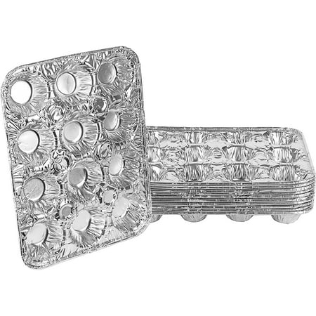 

Aluminum 12 Cup Muffin Pan - Disposable Aluminum Cupcake Pans - Muffin Tin Great for Baking Cupcakes Muffins Small Pies - Heavy Duty Durable Reusable Recyclable - Bake Sale Pans Bulk (10)