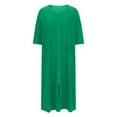 thumbnail image 6 of ZVNAΖH Womens Zip Up Robe with Pockets, 3/4 Sleeves Loungewear Dress Full Length Sleepwear, Christmas Sale Clearance, Housecoat Nightgown Long Bathrobe, 6 of 7