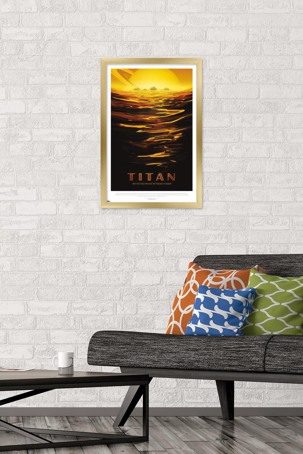 NASA - Titan Travel Poster Wall Poster, 14.725" x 22.375" Framed