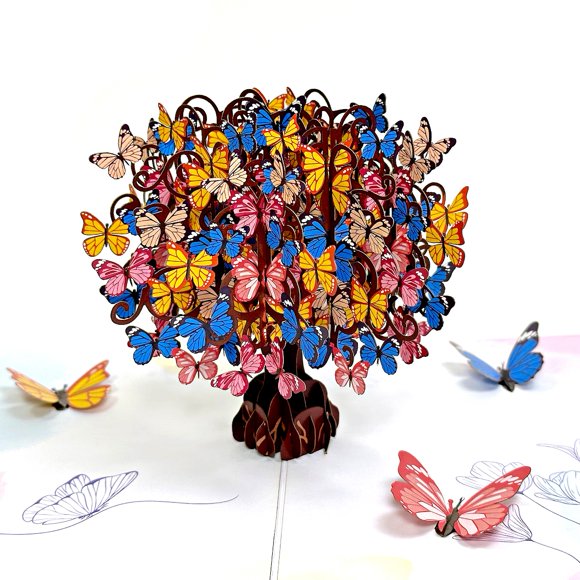 Butterflies Tree Pop Up Greeting Card - Surprise birthday gift - Perfect for Mom, Dad, for Wife, for Daughter, for Friend, for Grandma
