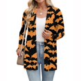 thumbnail image 3 of WTOBBY Women's Halloween Printed Cardigan Sweater Lightweight Open Front Long Sleeve Casual Loose Thin Cover Up With Pockets Fall Fashion Top,Orange M, 3 of 4