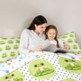 thumbnail image 4 of Erosebridal Green Frog Queen Comforter Set for Kids, Cute Cartoon Animal Bedding Comforter Set, 3-Piece, 4 of 6