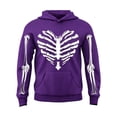 thumbnail image 4 of CUZIBR Boys Unisex Kids Halloween Skeleton Graphic Hoodie Front Sleeve Bone Print Long Sleeve Pullover Hooded Sweatshirt Holiday Party Casual Fall Tops,Purple-C,7-8 Years, 4 of 4