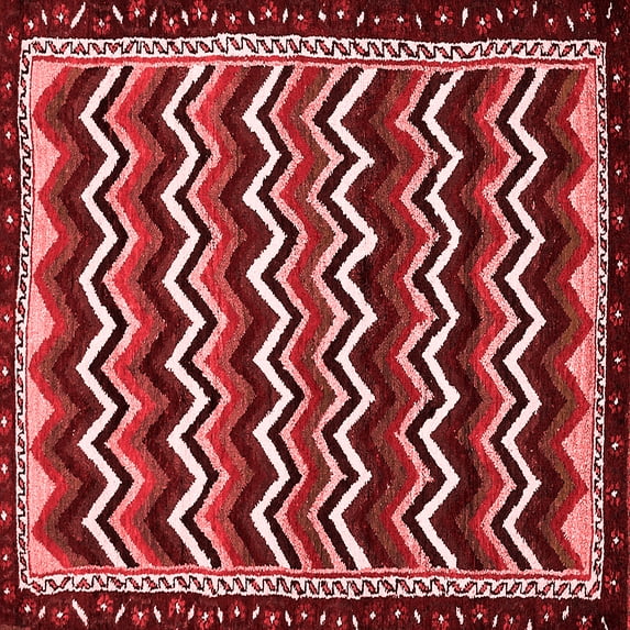 Ahgly Company Indoor Square Abstract Red Modern Area Rugs, 6' Square