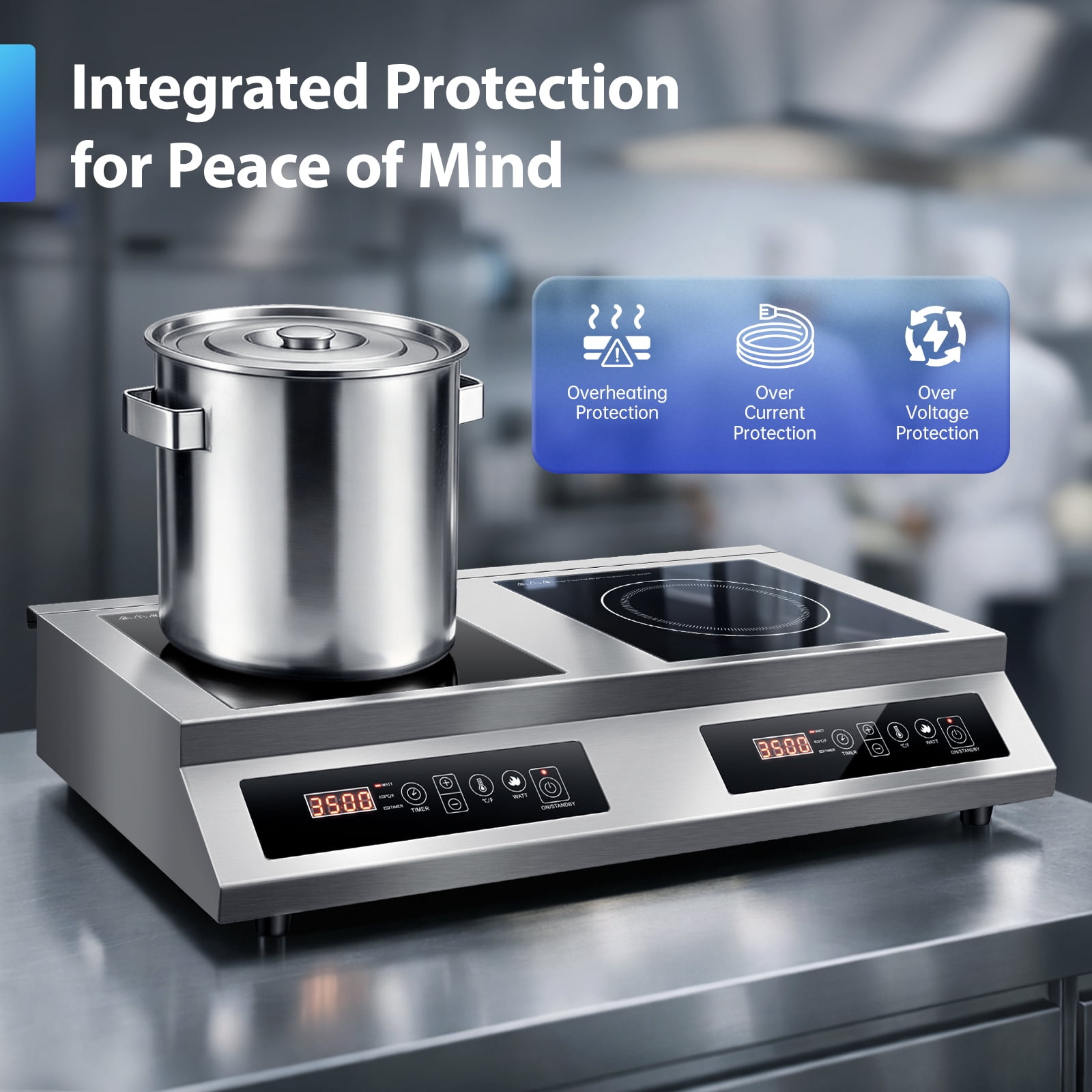 Zomagas 7000W Dual Burner Induction Cooktop, Portable 30" Countertop, Touch Control