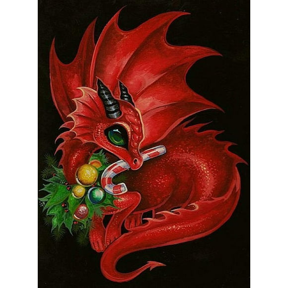 DIY 5D Diamond Painting Kits, Yeesam Art Red Flying Dragon Animal DIY Diamond Paintings Rhinestone Arts Craft for Home Wall Decor Gift 12*16in
