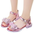 thumbnail image 3 of NOKIO Girls' Rhinestone Sandals Girls' Glitter Sandals Girls' Fashion Sandals Children Shoes Fashion Thick Soles With Diamond Butterfly Sandals Summer Open Toe Student Dance Princess Shoes, 3 of 5