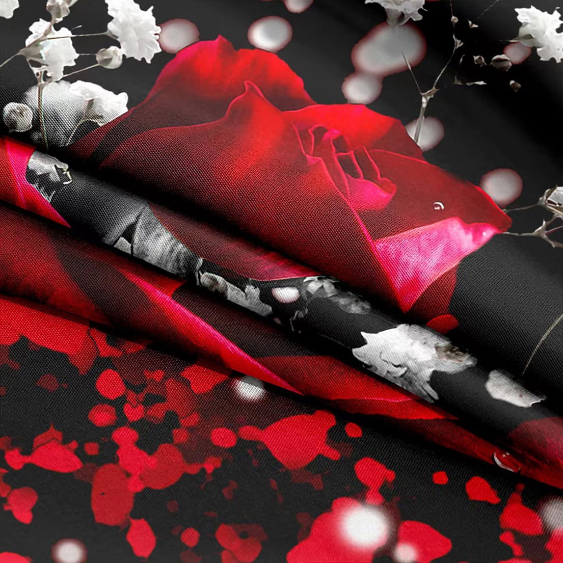 3D Oil Painting Red Rose Bedding Set Queen Size Comforter Bag Duvet Cover Set (3pcs Duvet Cover 200x230cm)