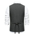 thumbnail image 6 of Wrtxtat Men's Vintage Suit Vest Lightweight V-Neck Single Breastred Button Pockets Waistcoat Casual Formal Business Dress Vest Dark Gray XXL, 6 of 9
