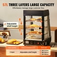 thumbnail image 3 of VEVOR 3-Tier Commercial Food Warmer Display Countertop Pizza Cabinet with Light, 3 of 9