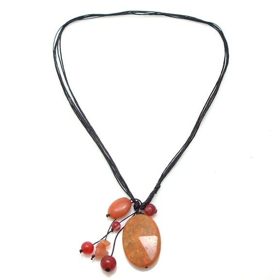 AeraVida Cotton Wax Rope Teardrop Statement Orange Carnelian Necklace for Female Adult Anniversary Jewelry Gift