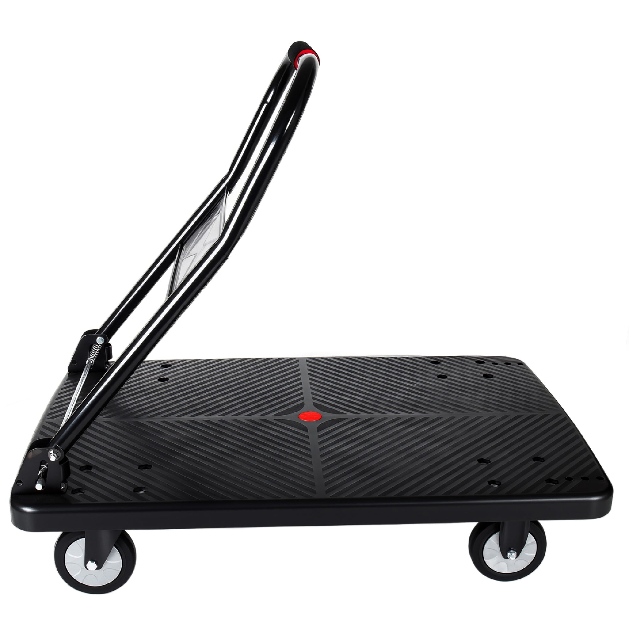 Foldable Platform Truck Dolly, 660lbs Heavy‑Duty Push Handcart with 360° Silent Swivel Wheels & 4 Steel Load‑Bearing Beams for Warehouse Garage Home Moving
