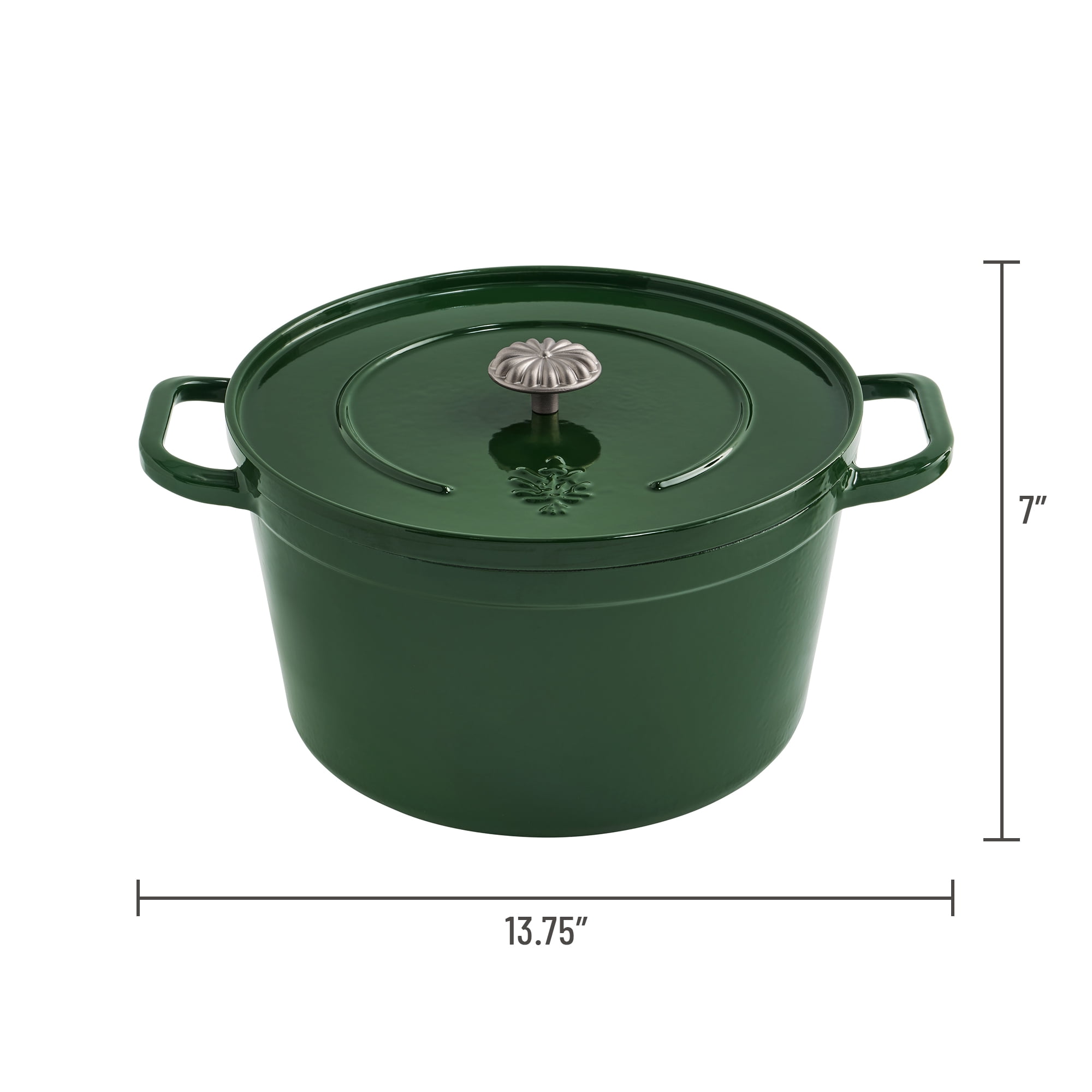 The Pioneer Woman 7-Quart Enameled Cast Iron Dutch Oven with Lid, Dark Green