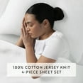 thumbnail image 6 of Noble Linens 4 Piece Jersey Knit 100% Cotton Sheet Set, White, TwinXL, 6 of 11