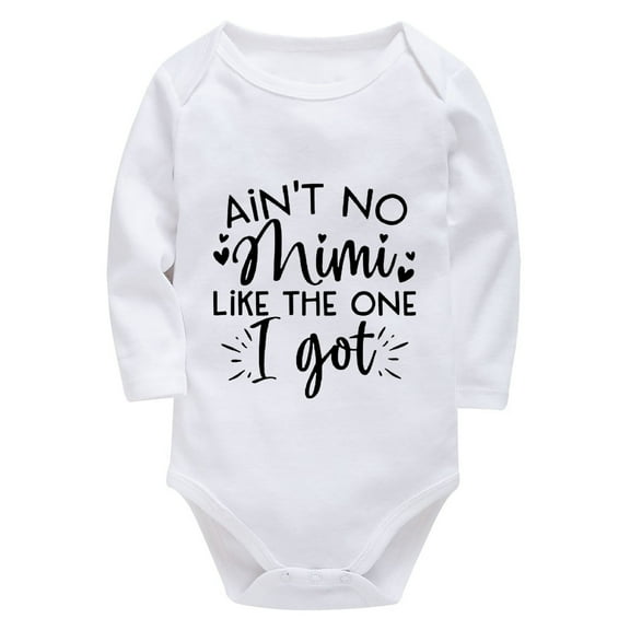 Ain't No Mimi Like The One I Got Onesie Girls Long Sleeve Plain Onsies White Baby Girls Romper