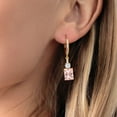 thumbnail image 3 of Gem Stone King 18K Yellow Gold Plated Silver Peach Nano Morganite White Zirconia and White Topaz Dangle Earrings for Women (4.72 Cttw, Gemstone October Birthstone, Octagon 9X7MM), 3 of 4