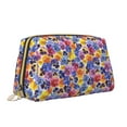 thumbnail image 2 of Xecao The Garden Tricolor Pansy Flower Print Fashion Makeup PVC Bag Large Capacity Travel Cosmetic Bag for Women Organizer Toiletry Clutch, 2 of 8