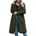 thumbnail image 2 of RYDCOT Coat Womens Ladies Warm Jacket Winter Solid Turn Coat Down Collar Lambswoo Outerwear/Army Green 10(L), 2 of 7