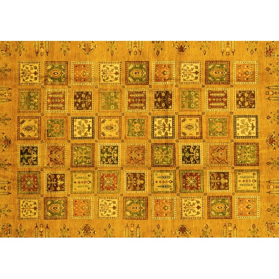 Ahgly Company Indoor Rectangle Abstract Yellow Modern Area Rugs, 2' x 5'