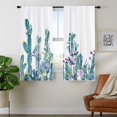 thumbnail image 4 of Cactus Kitchen Curtains Romantic Tender Blossoms and Barren Heath Natural Vegetation Window Drapes for Kitchen Cafe Decor, 55" X 39" (2 Panels 27.5 x 39 Inch), Green Coral, 4 of 6