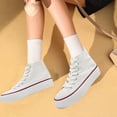 thumbnail image 3 of Platform Canvas Sneakers&nbsp;for Womens mens Fashion High Top Canvas Platform Shoes Casual Lace-up Shoes&nbsp;Comfortable Lightweight Walking Shoes for Daily Work, 3 of 5