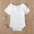 thumbnail image 5 of TOOYOU Girls Romper Baby Short Sleeve Solid Cute Ruffle Ribbed Knitted Jumpsuit Lightweight Playsuit Bodysuits For Toddler ,Size 18-24 Months White, 5 of 5