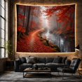thumbnail image 6 of Misty Forest Path With Vibrant Autumn Leaves, Serene Cottagecore for Nature Lovers, Woodland Wall Art Decor, Halloween Gift, Tapestry Wall Hanging for Bedroom and Living Room, 6 of 7