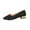 Black, variant on Womens Tweed Ballet Flats Low Block Heel Pumps Pointed Toe Slip On Gold Thread Black Office Work Comfort Shoes,Size 9