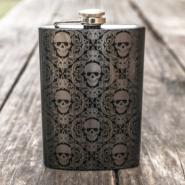 8oz BLACK Gothic Baroque Flask 8oz BLACK Gothic Baroque Flask