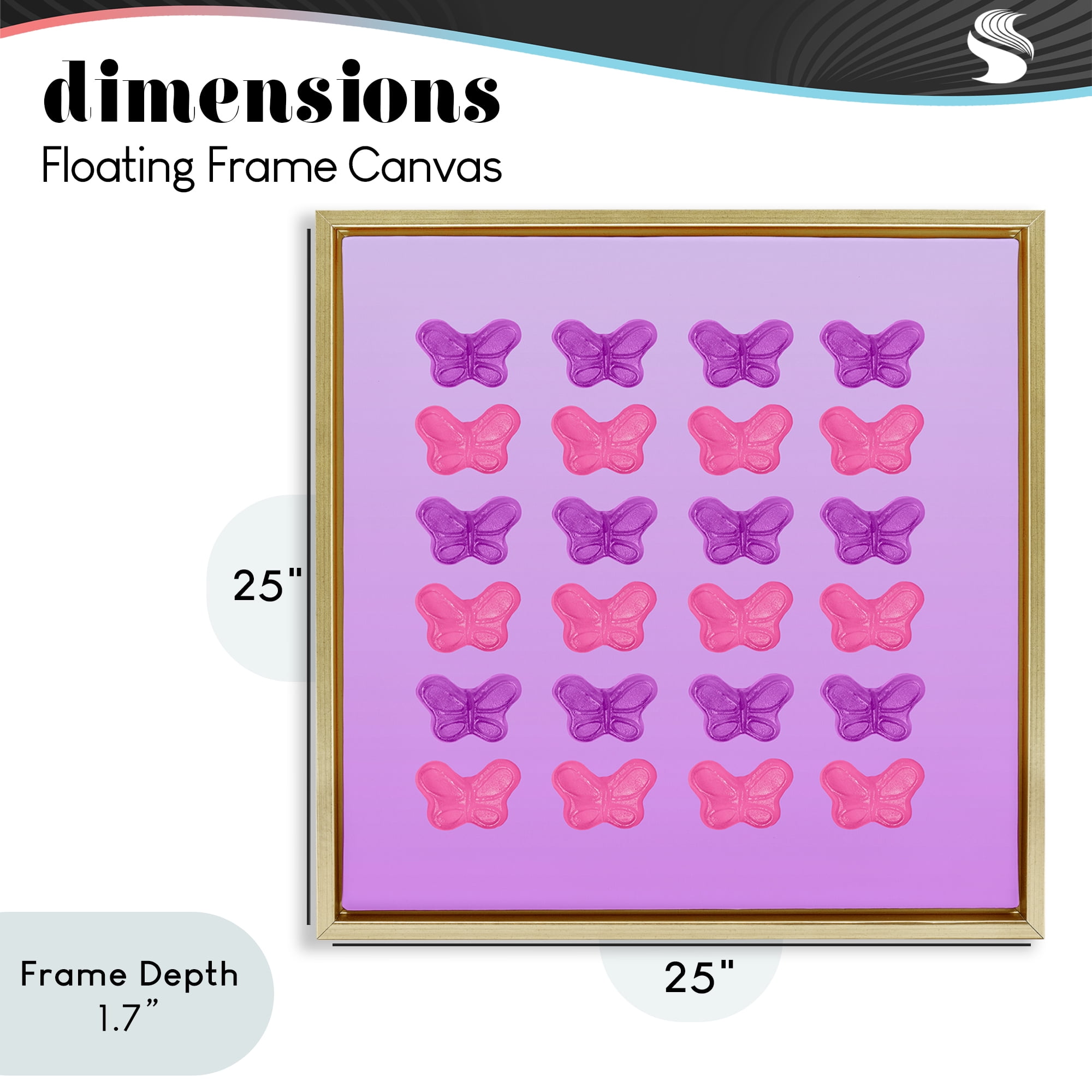 Stupell Industries Purple & Pink Butterfly Candies Gold Framed Floater Canvas Wall Art, design by LISH Creative