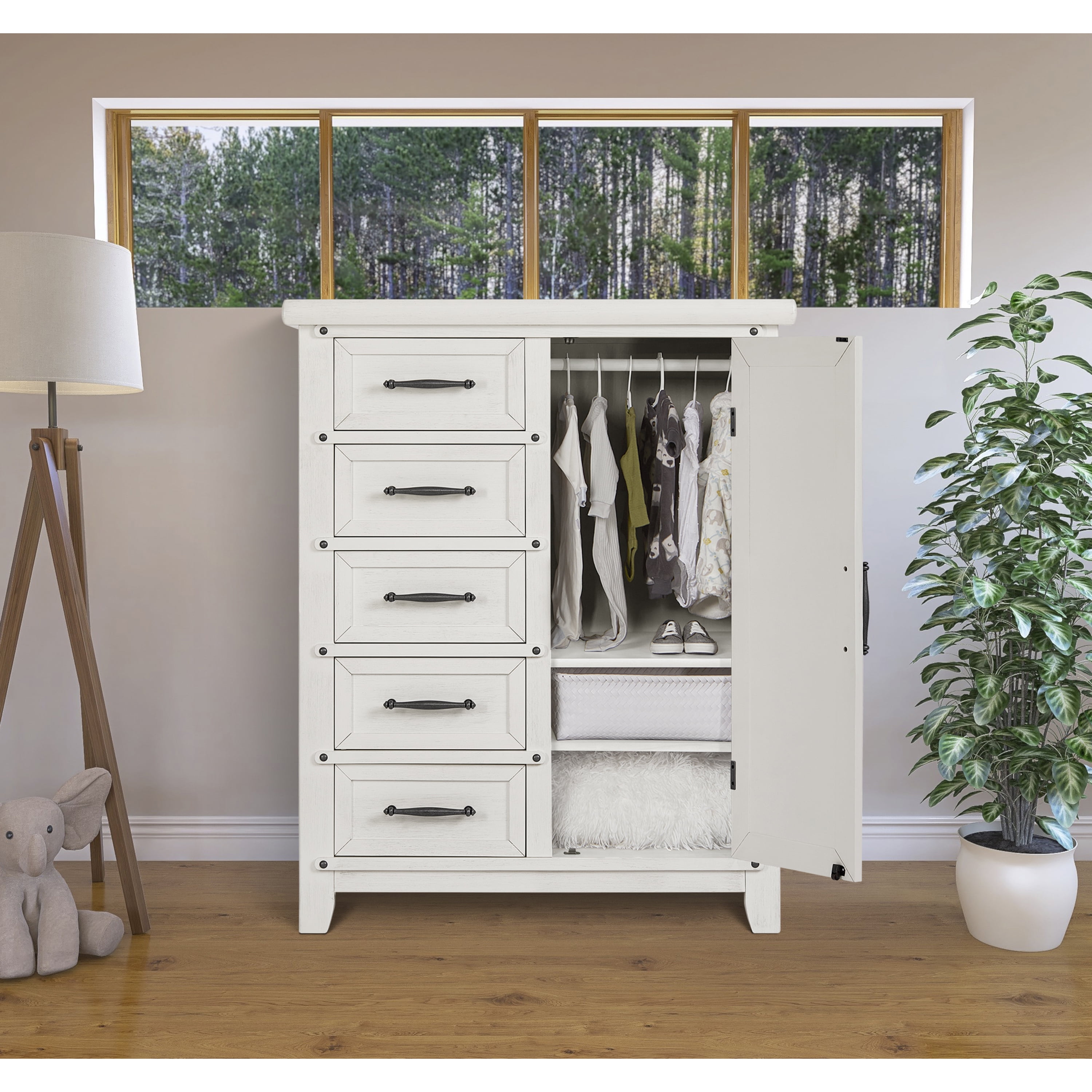 Evolur Andorra Chifferobe, Designed for Storage, Solid and Sturdy Build, Weathered White