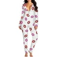 thumbnail image 2 of Pyjama Combinaison à Manches Longues pour Femmes avec Col en V, Boutons Fonctionnels et Rabat, Grenouillère de Noël, 2 of 4