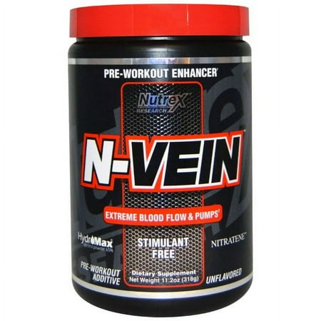 Nutrex Research N-VEIN Stimulant-Free Pre-Workout Enhancer, Unflavored, 11.2 Oz