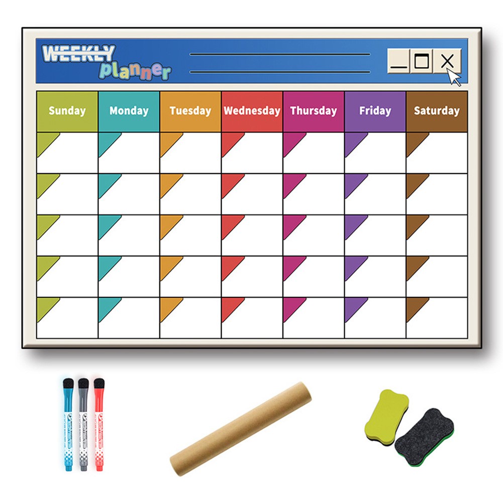 Weekly Planner, Dry Wipe Fridge Whiteboard or Dry Erase