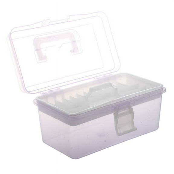 Uxcell a13090200ux0751 Plastic Handle 2 Layer Hardware Tools Storage Box, Clear Purple