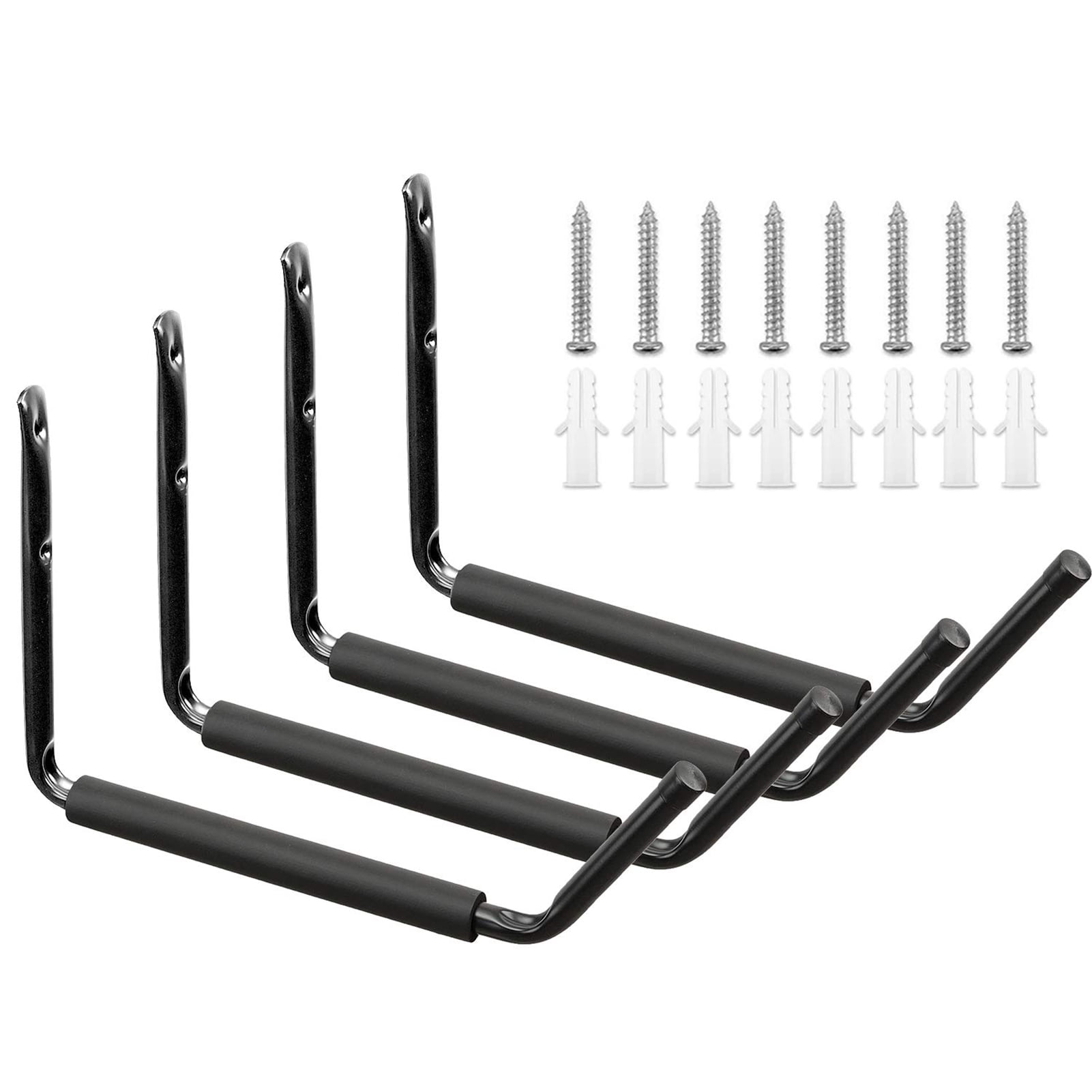 Amdohai Heavy Duty Garage Hooks Storage Utility Hooks Wall Mounted Kayak Hooks Hangers Organizer with Screws and Wall Anchors 4 Pcs Black Large J hook Walmart