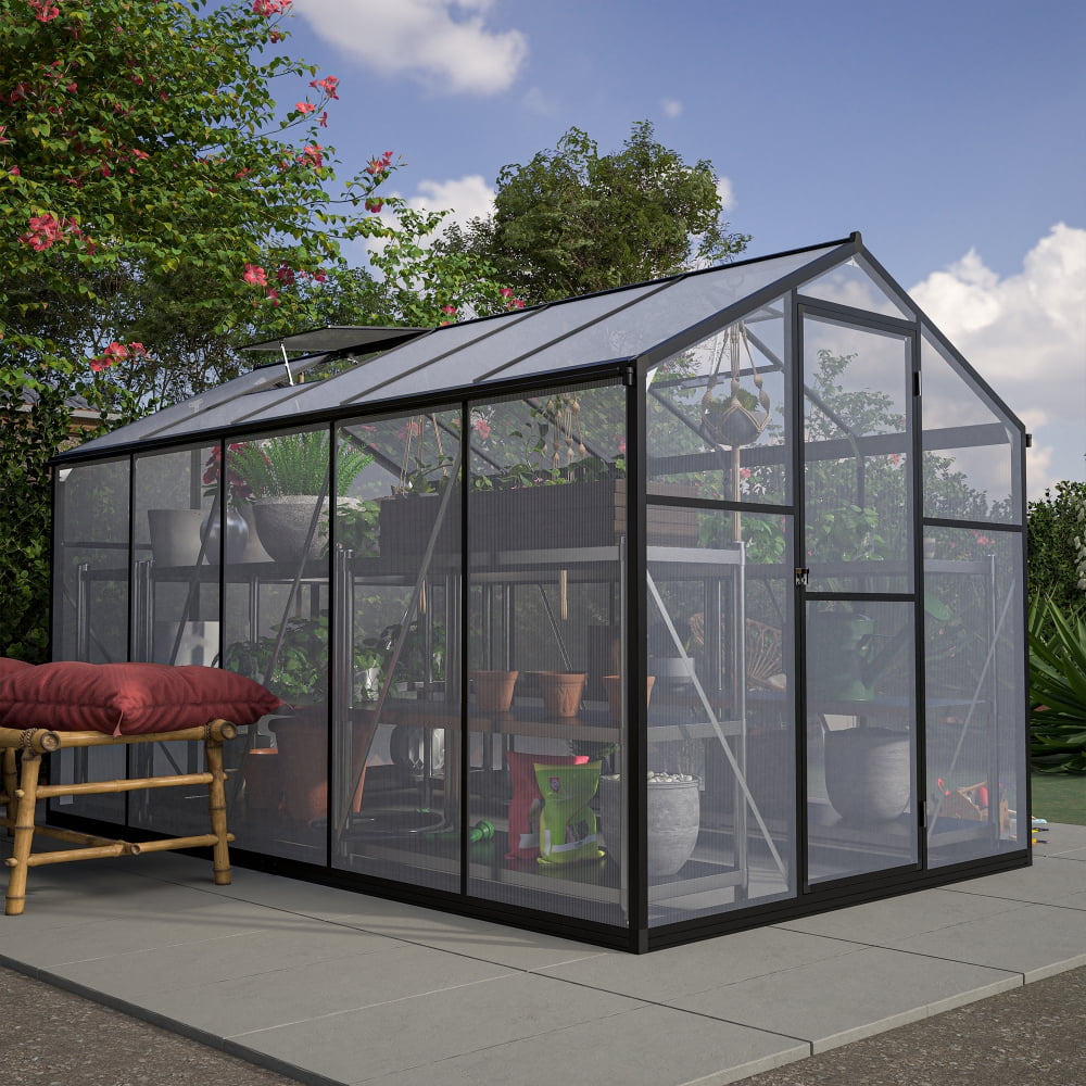 6x10 ft Garden Greenhouse with Aluminum Frame, Lockable Door, Adjustable Roof Vent – Perfect for Backyard and Patio