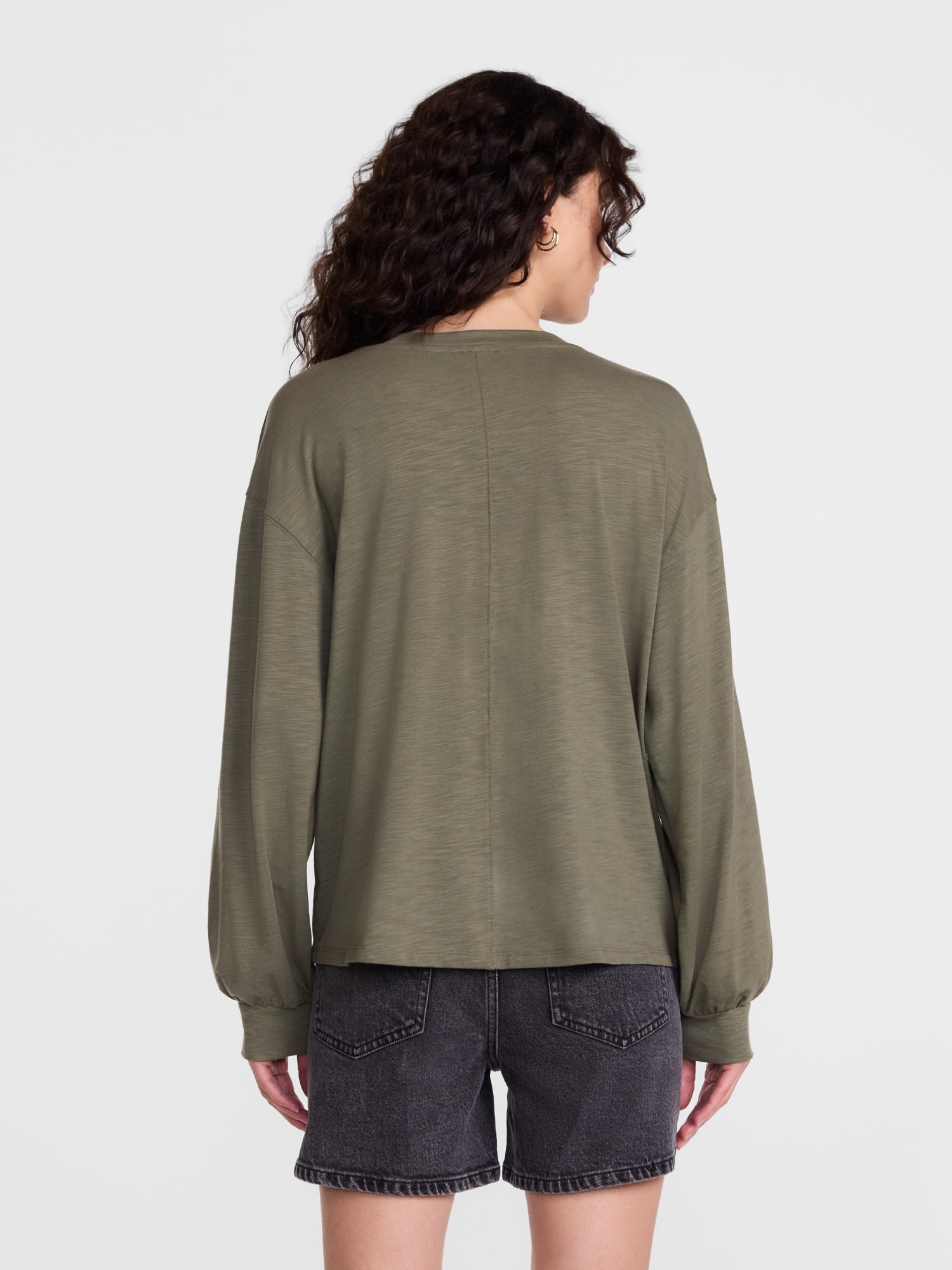 Scenario Women's Oversized Tee with Long Sleeves, Sizes XS-XXXL