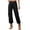 #166-Black, variant on Women's Cargo Jeans, Solid Washed Denim with Elastic Waist & Multiple Pockets, Straight Leg & Cuffed Ankle for Casual Wear and Work