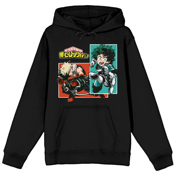 My Hero Academia Deku and Bakugo Panels Men's Black Graphic Hoodie