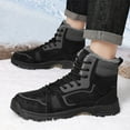 thumbnail image 5 of Men's Snow Boots Winter Warm Fur Lining Casual Fashion Comfort Outdoor Walking Hiking TPR Non-Slip Sole Lace Up Boots Black 7.5 US, 5 of 7