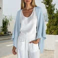 thumbnail image 4 of ZSQDM Cardigan Tops Women's Linen Cardigan 3/4 Sleeve Open Front Casual Loose Cover Up Lightweight Shrug Draped Ruffles Knit Cardigan Women's Cardigan Cable Knit Sweater Women(Xl), 4 of 5