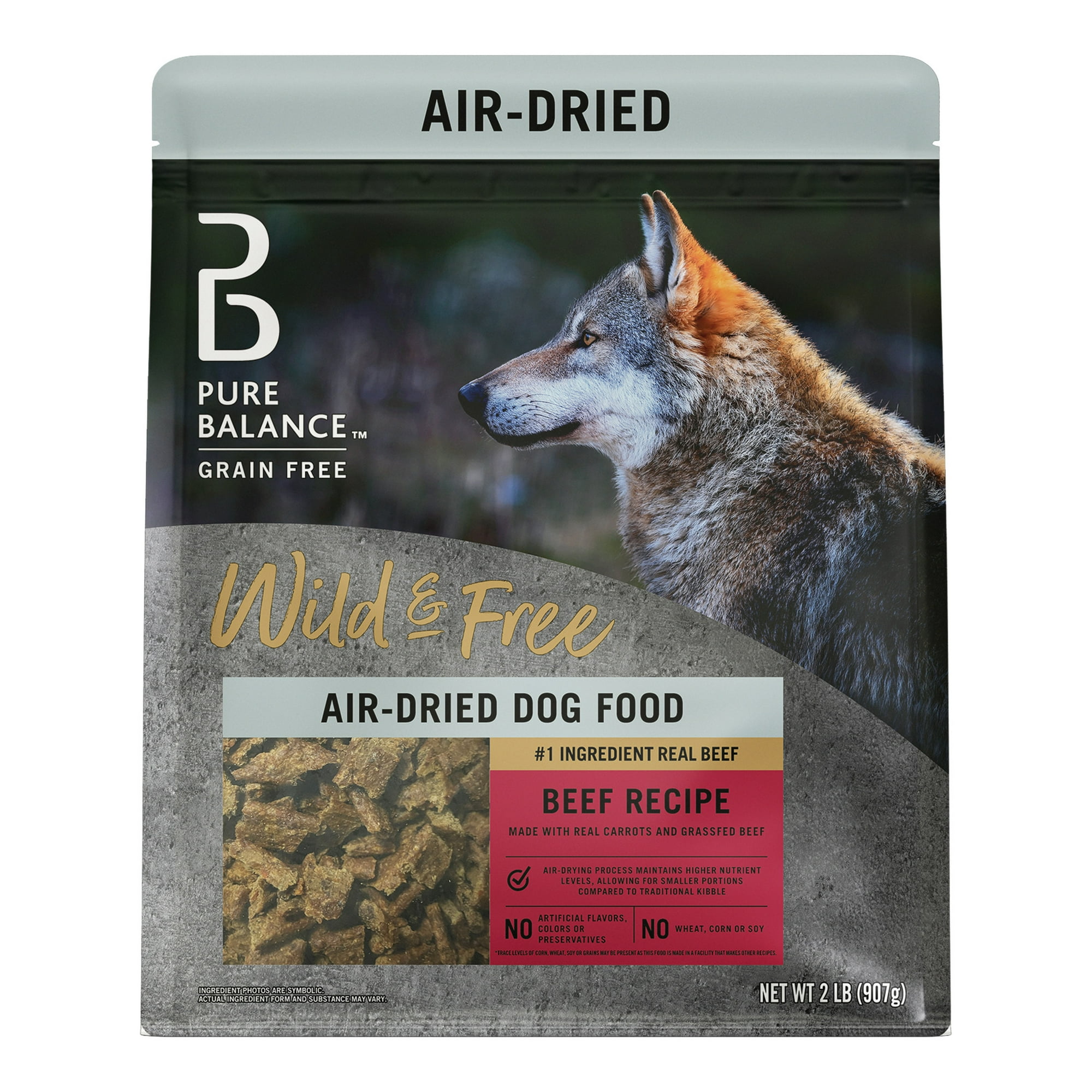 Pure Balance Wild & Free Air Dried Dog Food Beef Recipe, 2 lb