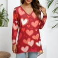thumbnail image 5 of Dwralegc Womens Valentine Tops Long Sleeve Loose Fit V- Neck Cute Tops Valentine Lightweight Tshirts Heart Graphic Tees Red 3XL, 5 of 5
