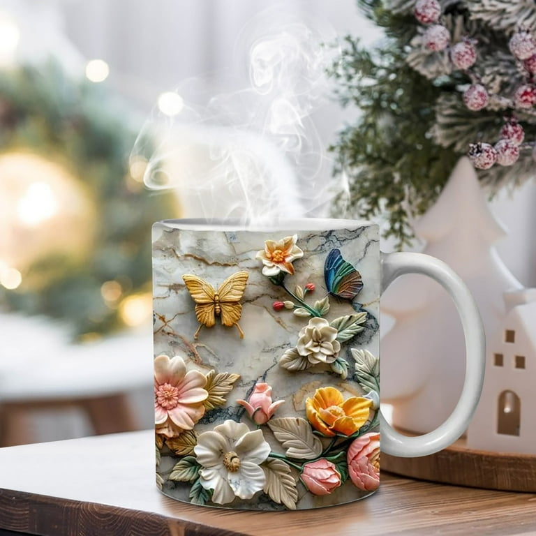 BSJJY 3D Flower Coffee Cup, Beautiful Rose White Cup, Valentine's Day Mug,  Women's Day Mug Present, Gift For Her, 3D Rose Full Wrap Cup (B) -  Walmart.com